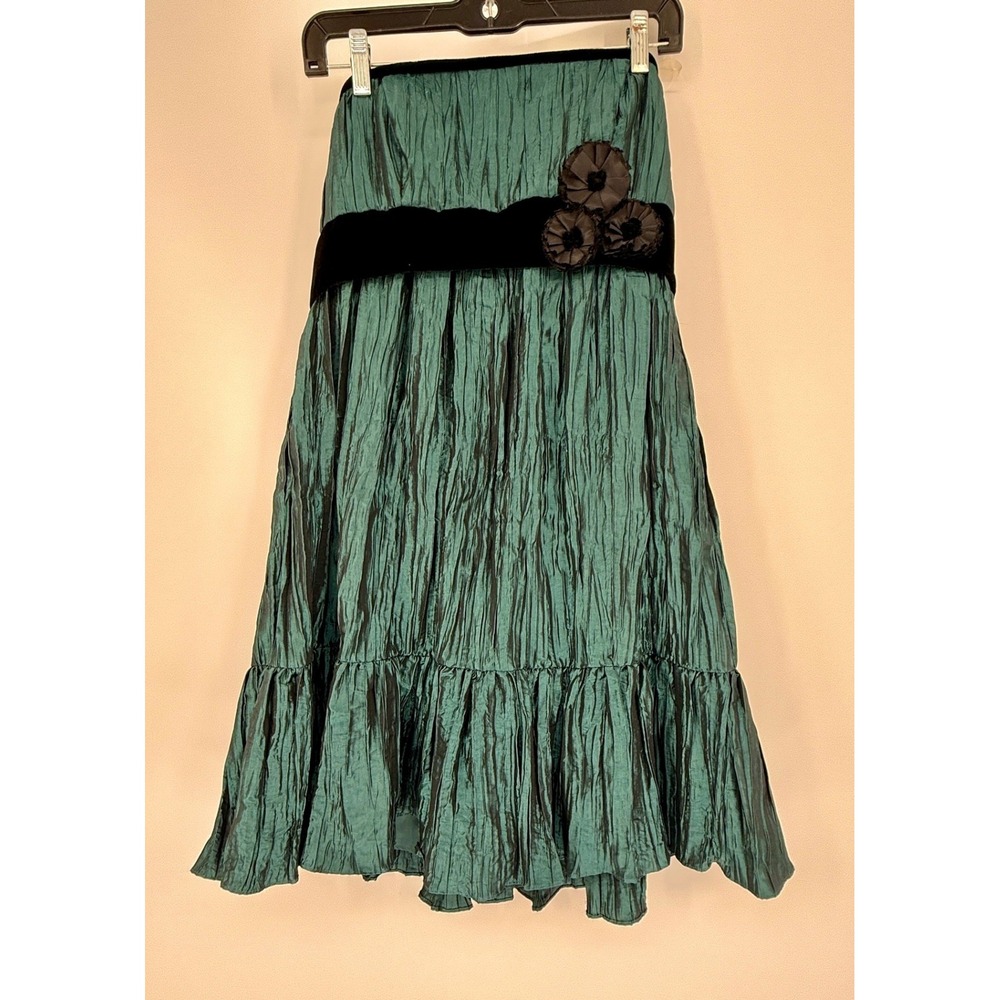 Y2K Vintage Nicole Miller Teal Babydoll Dress Velvet Empire Sz 8
